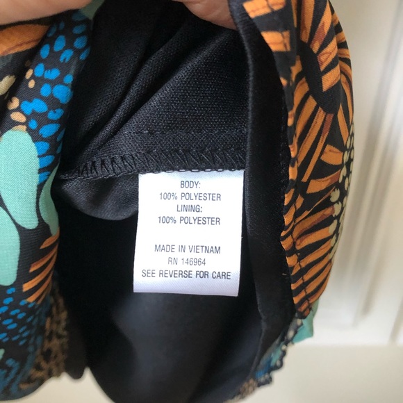 NWT Robbie Bee Tribal Blue Tan 3/4 Sleeve Mini Dress 10 Boho Bohemian - Picture 8 of 10